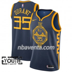 Camiseta Niños Golden State Warriors Kevin Durant 35 2018-19 Nike City Edition Navy Swingman